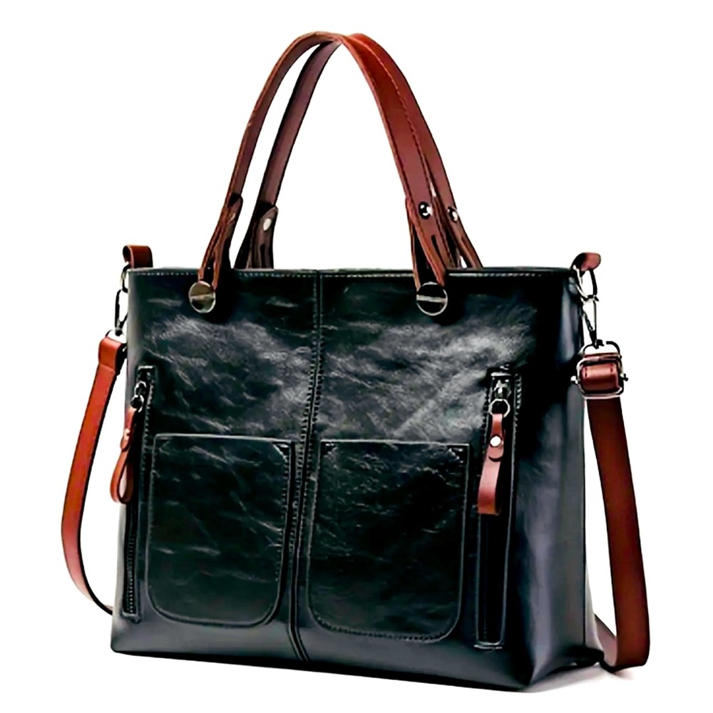 >SALE< New - Gorgeous -Vintage Inspired -Faux Leather Shoulder Bag  - Black